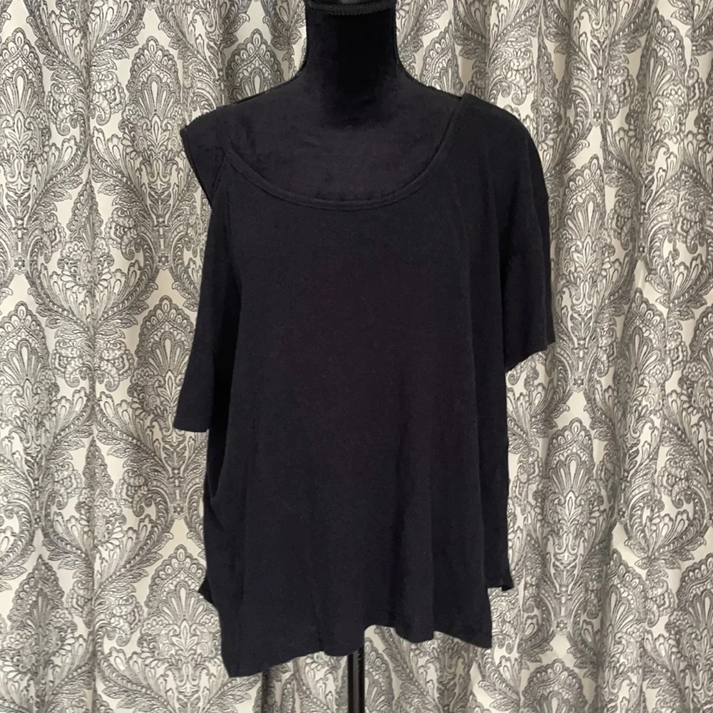 One shoulder cut out loose t shirt top